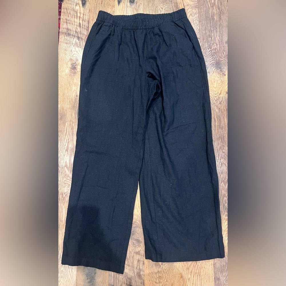 Old Navy Black Wide-Leg Linen Blend Pants